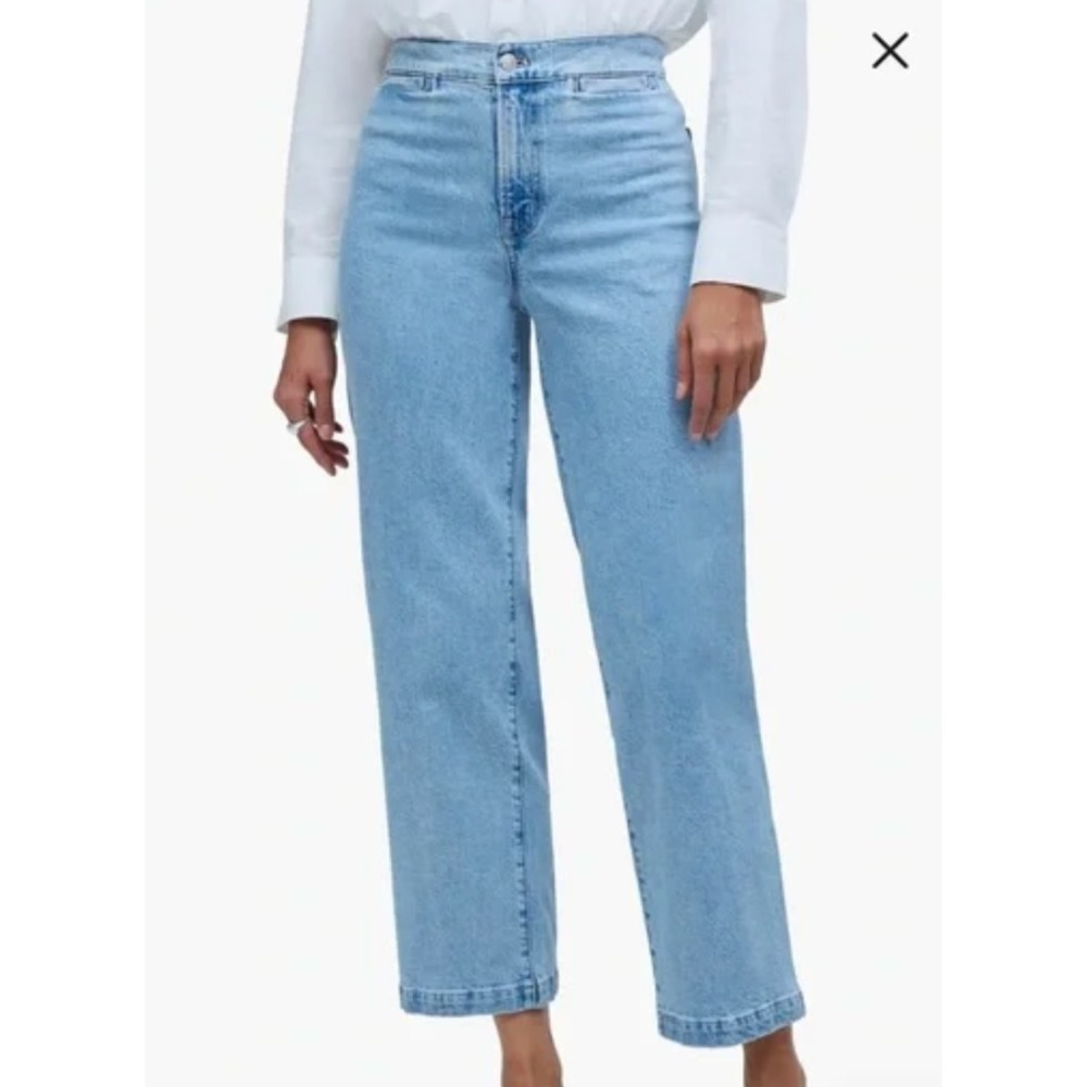 NWT Madewell EMMETT WIDE LEG JEANS Light Wash Stretch ANKLE BAGGY SLOUCHY sz 32